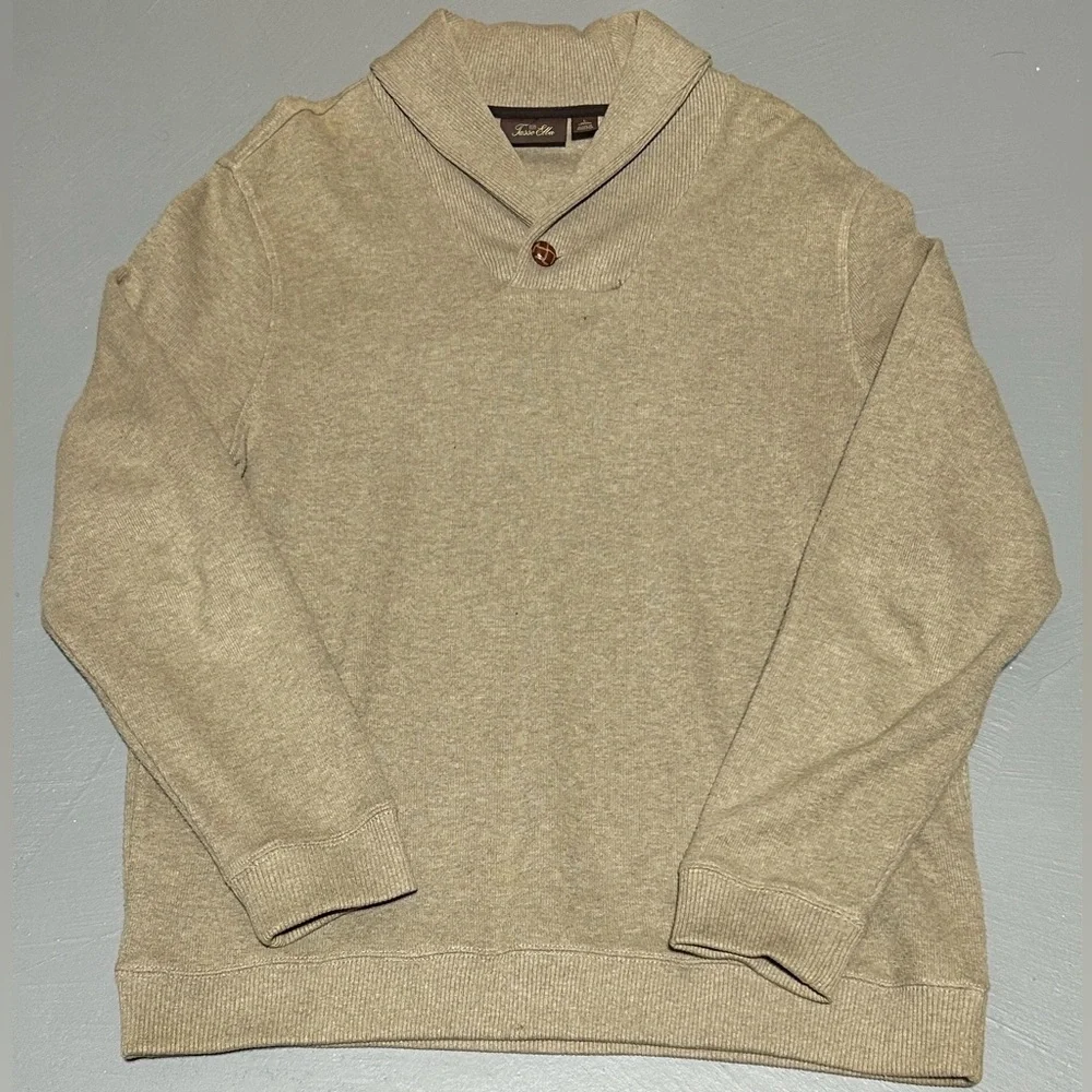 Tasso Elba Premium Collared Taupe Sweater